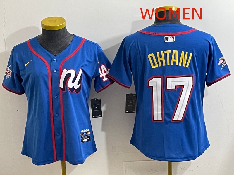Women 2025 Los Angeles Dodgers #17 Ohtani Blue Nike 2025 MLB All Star Jersey style 004